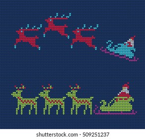 Vector Illustration of Ugly sweater for Design, Website, Background, Banner. Merry christmas Knitted Retro cloth with Santa Claus Element Template