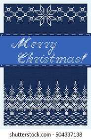 Vector Illustration of Ugly sweater Holidays Pattern for Design, Website, Background, Banner. Merry christmas Knitted Retro cloth with christmas tree Element Template