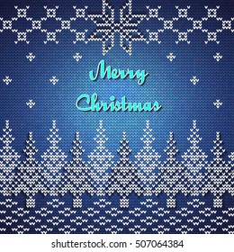 Vector Illustration of Ugly sweater Holidays Greeting Card for Design, Website, background, Banner. Merry christmas Knitted Retro cloth with christmas tree Element Template