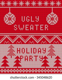 Vector Illustration of Ugly sweater party seamless Pattern for Design, Website, Background, Banner. Merry christmas Knitted Retro cloth with Snowflake Element Template