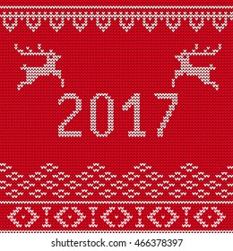 Vector Illustration of Ugly sweater Party for Design, Website, Background, Banner. Happy New Year 2017 Knitted Retro cloth with Snowflake Element Template