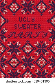 Vector Illustration of Ugly Sweater Party Greeting card for Design, Website, Background, Banner.
Christmas Flyer Template. Holiday Tacky Winter Poster.