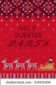 Vector Illustration Of Ugly Sweater Party Greeting Card For Design, Website, Background, Banner.
Christmas Flyer Template. Holiday Tacky Winter Poster.