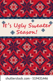 Vector Illustration of Ugly Sweater Party Greeting card for Design, Website, Background, Banner.
Christmas Flyer Template. Holiday Tacky Winter Poster.