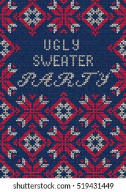 Vector Illustration of Ugly Sweater Party Greeting card for Design, Website, Background, Banner.
Christmas Flyer Template. Holiday Tacky Winter Poster.