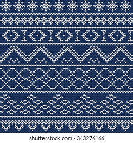 Vector Illustration of Ugly sweater seamless Pattern for Design, Website, Background, Banner. Merry christmas Knitted Retro cloth with Snowflake Element Template