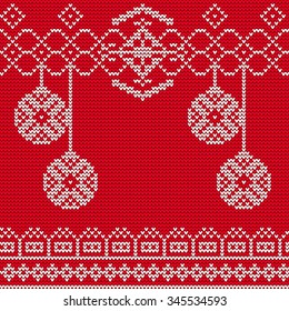 Vector Illustration of Ugly sweater seamless Pattern for Design, Website, Background, Banner. Merry christmas Knitted Retro cloth with Snowflake Element Template