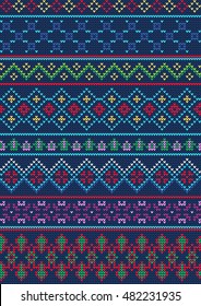 Vector Illustration of Ugly sweater seamless Pattern for Design, Website, background, Banner. Merry christmas Knitted Retro cloth with Snowflake Element Template