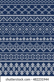 Vector Illustration Of Ugly Sweater Seamless Pattern For Design, Website, Background, Banner. Merry Christmas Knitted Retro Cloth With Snowflake Element Template