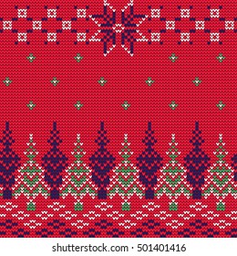 Vector Illustration of Ugly sweater seamless Pattern for Design, Website, Background, Banner. Merry christmas Knitted Retro cloth with Snowflake Element Template
