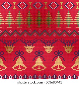 Vector Illustration of Ugly sweater seamless Pattern for Design, Website, Background, Banner. Merry christmas Knitted Retro cloth with Snowflake Element Template