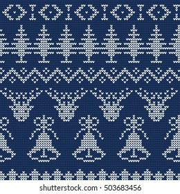 Vector Illustration of Ugly sweater seamless Pattern for Design, Website, Background, Banner. Merry christmas Knitted Retro cloth with Snowflake Element Template