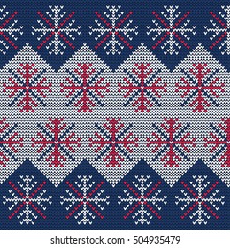 Vector Illustration of Ugly sweater seamless Pattern for Design, Website, Background, Banner. Merry christmas Knitted Retro cloth with Snowflake Element Template