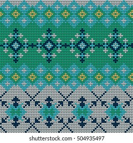 Vector Illustration of Ugly sweater seamless Pattern for Design, Website, Background, Banner. Merry christmas Knitted Retro cloth with Snowflake Element Template