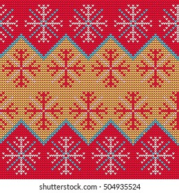 Vector Illustration of Ugly sweater seamless Pattern for Design, Website, Background, Banner. Merry christmas Knitted Retro cloth with Snowflake Element Template