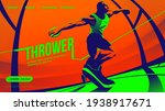 Vector illustration for ui or a landing page of the throwing the discus sport feature the male athlete is concentrating the throwing