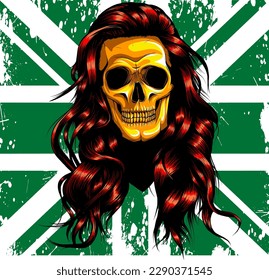 vector illustration of UK flag with skull. digital draw