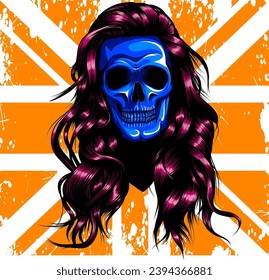 vector illustration of UK flag with skull. digital design