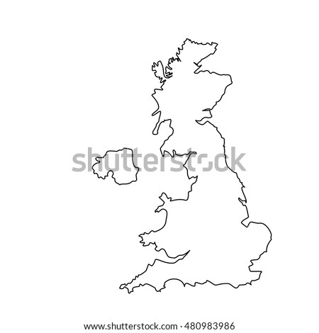 Vector Illustration Uk Map Outline Drawing Stock Vector (Royalty Free