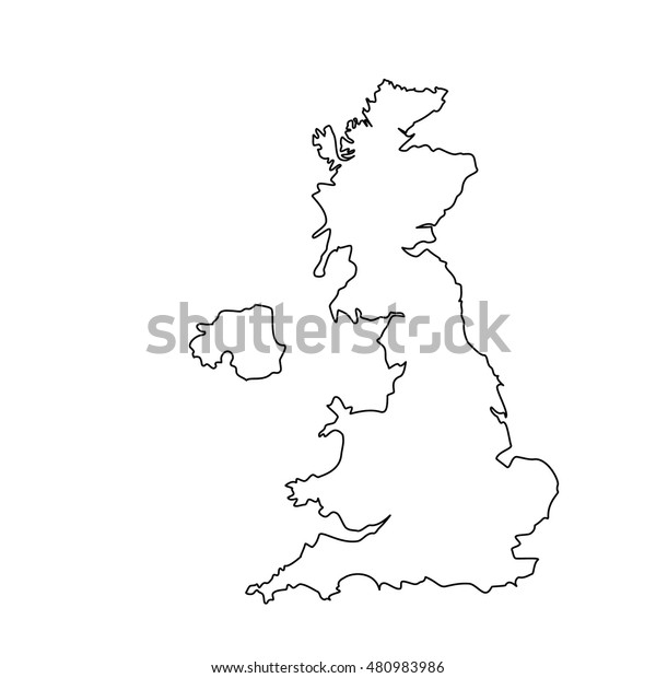 ベクターイラストイギリスの地図の輪郭図 イギリスの地図の線のアイコン 英国イギリスの地図郡 のベクター画像素材 ロイヤリティフリー