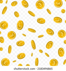 Vector illustration of UK Pound currency. Flying gold coins on transparent background (PNG).