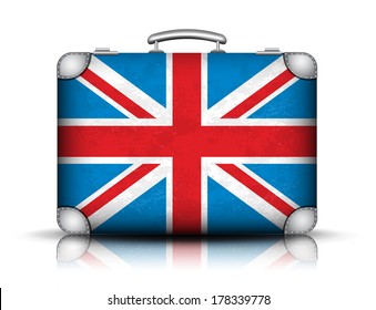 Vector illustration of UK suitcase. 