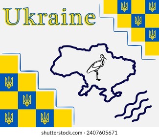Vector illustration of Ukraine, background, outlines
