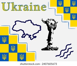 Vector illustration of Ukraine, background, outlines
