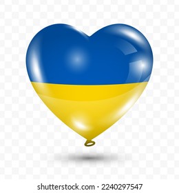 Vector illustration of a Ukraine country love balloon on transparent background (PNG). Flying love balloons for Independence Day celebration.