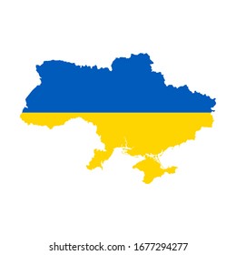 Vector illustration of Ukraine flag map. Vector map.