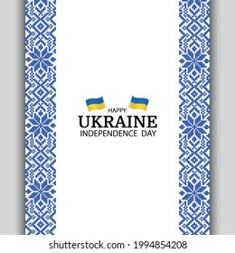 Vector Illustration Of  Ukraine Independence Day. National Pattern.
