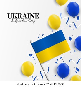 Vector Illustration of  Ukraine Independence Day. Background with balloons, flags
