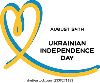 Vector Illustration of Ukraine Independence Day. Ribbon in the shape of a heart