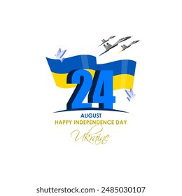 Vector illustration of Ukraine Independence Day social media feed template