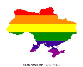 vector illustration of Ukraine map with LGBT flag