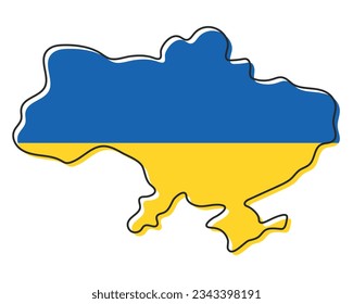 Vector illustration. Ukraine map outline. 