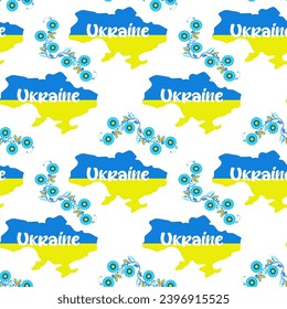 Vector Illustration Ukraine pattern, map, flowers