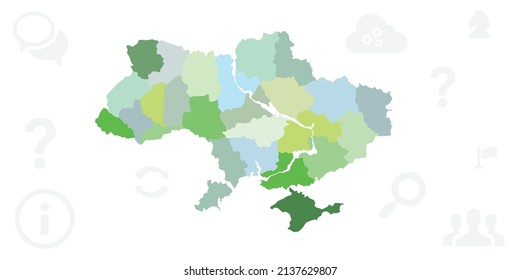 Vektorgrafik der ukrainischen Regionen Karte mit Informationszeichen und Symbolen