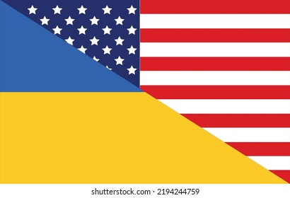 Vector Illustration of Ukraine and USA flag