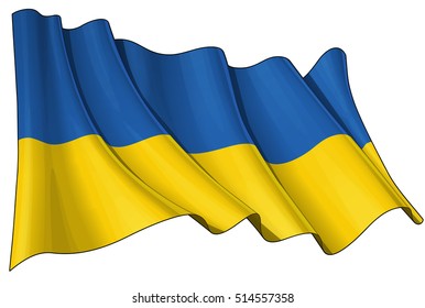 Vector illustration of a Ukrainian flag. All elements neatly organized. Lines, Shading & Flag Colors on separate layers for easy editing.
