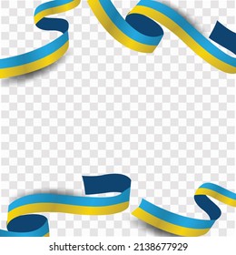 Ilustración vectorial de la cinta de la bandera ucraniana sobre un fondo transparente, aislada. Vector realista