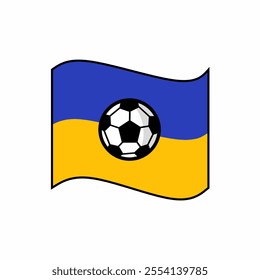 Vector illustration of Ukrainian flag and soccer ball, Representing the love of football and national pride. Perfect for football sports themes, supporters, etc.