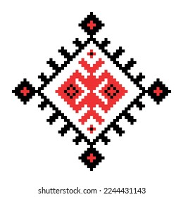 Vector illustration of ukrainian folk ornament. Vyshyvanka. Traditional geometric ornament from Eastern Europe on a white background. For tablecloth, dress, skirt, textile design.Ukrainian embroidery