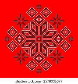 Vector illustration of Ukrainian folk ornament. Ethnic ornament. Traditional Ukrainian folk art knitted