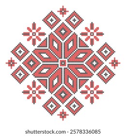 Vector illustration of Ukrainian folk ornament. Ethnic ornament. Traditional Ukrainian folk art knitted