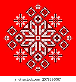 Vector illustration of Ukrainian folk ornament. Ethnic ornament. Traditional Ukrainian folk art knitted