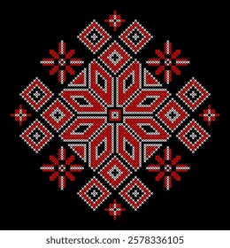 Vector illustration of Ukrainian folk ornament. Ethnic ornament. Traditional Ukrainian folk art knitted