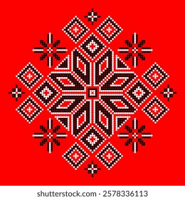 Vector illustration of Ukrainian folk ornament. Ethnic ornament. Traditional Ukrainian folk art knitted