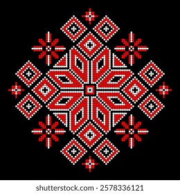 Vector illustration of Ukrainian folk ornament. Ethnic ornament. Traditional Ukrainian folk art knitted