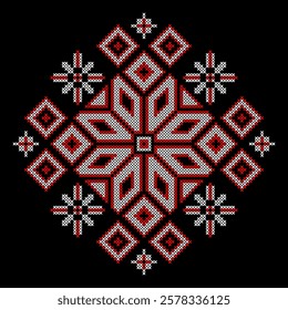 Vector illustration of Ukrainian folk ornament. Ethnic ornament. Traditional Ukrainian folk art knitted